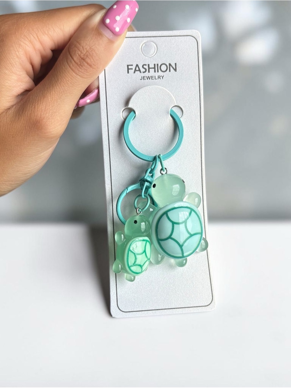 Mint Green Turtle Keychain Duo